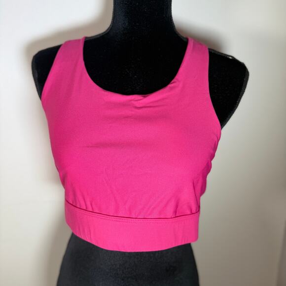 Fabletics Sports Bra XL Hot Pink Crossback Cutout Longline Tank Bra Support - Picture 1 of 8